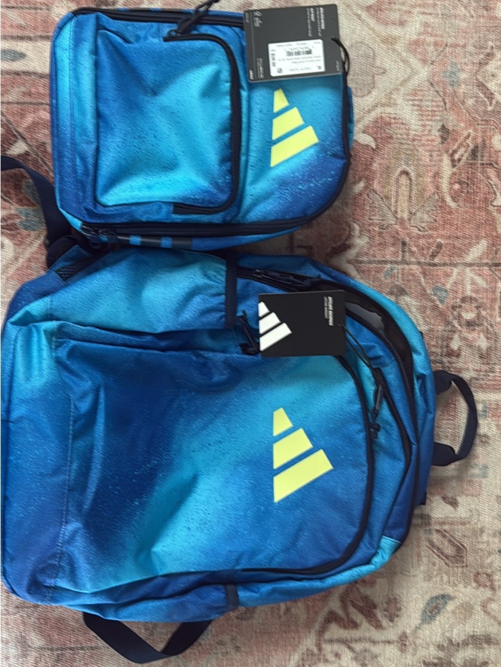 adidas Blue Backpack with Neon Yellow Logo Accent